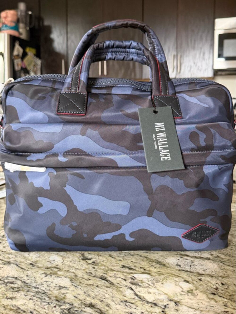MZ Wallace MZW Blue Camo Bleecker Slim Brief XS